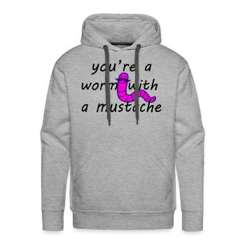 worm with a mustache - Men's Premium Hoodie - heather grey - Front - Liam (192cm)