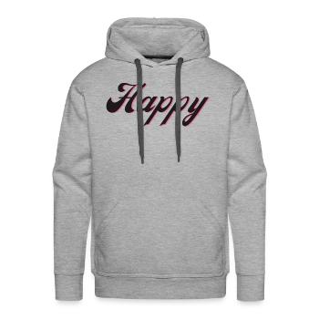 Happy - Men's Premium Hoodie - heather grey - Front - Liam (192cm)