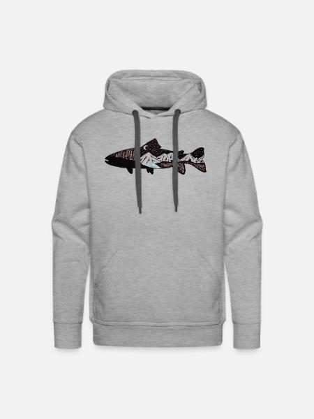 Mountain Trout - Men's Premium Hoodie - heather grey
