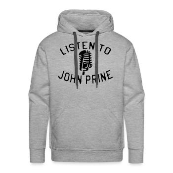 Listen to John Prine - Men's Premium Hoodie - heather grey - Front - Liam (192cm)