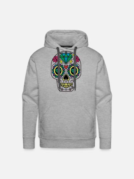 ROCK N ROLL SKULL T-SHIRT - Men's Premium Hoodie - heather grey