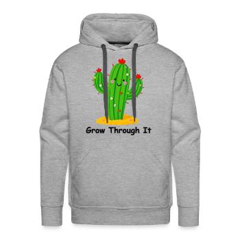 Grow Through It: Blooming Cactus Strength - Men's Premium Hoodie - heather grey - Front - Liam (192cm)