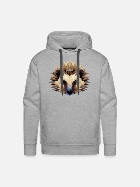 Hedgehog Polygon Style - Men's Premium Hoodie - heather grey
