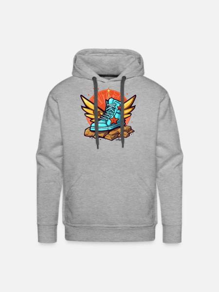 Sneaker Heaven with Wings - Men's Premium Hoodie - heather grey
