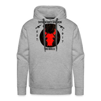 34th ID Red Bulls Black - Men's Premium Hoodie - heather grey - Front - Liam (192cm)