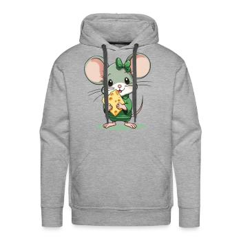 Cute mouse with cheese - Men's Premium Hoodie - heather grey - Front - Liam (192cm)
