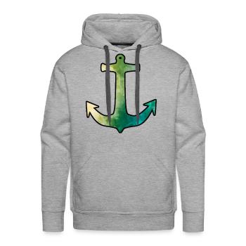 Anchor green watercolor - Men's Premium Hoodie - heather grey - Front - Liam (192cm)