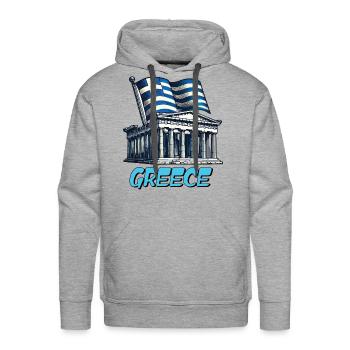 Greece - Parthenon - flag of Greece - Men's Premium Hoodie - heather grey - Front - Liam (192cm)