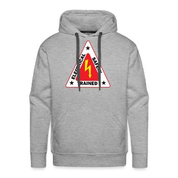 electrical Safety Trained Triangle Warning Sign - Men's Premium Hoodie - heather grey - Front - Liam (192cm)