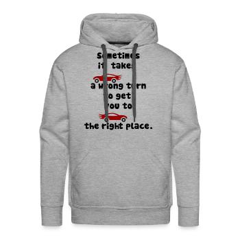 Wrong turn right turn - Men's Premium Hoodie - heather grey - Front - Liam (192cm)