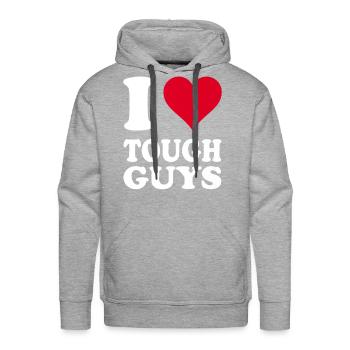 Red Heart I Love Tough Guys Premium - Men's Premium Hoodie - heather grey - Front - Liam (192cm)