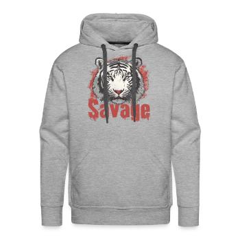 Fierce Savage, Unleash your inner strength - Men's Premium Hoodie - heather grey - Front - Liam (192cm)