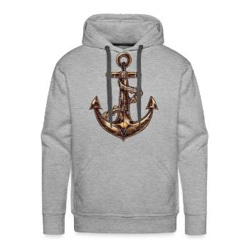 Anchor, Brown ,Sailing ,Sailboat ,Motor Boat, - Men's Premium Hoodie - heather grey - Front - Liam (192cm)