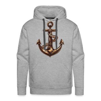 Anchor, Brown ,Sailing ,Sailboat ,Motor Boat, - Men's Premium Hoodie - heather grey - Front - Liam (192cm)