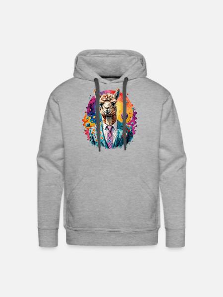 Alpaca in suit - Men's Premium Hoodie - heather grey