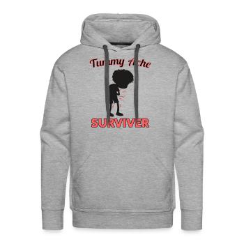 TUMMY ACHE SURVIVER - Men's Premium Hoodie - heather grey - Front - Liam (192cm)