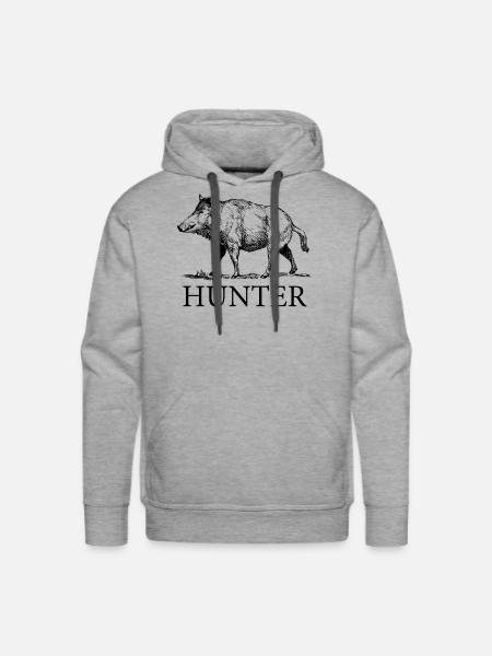 Hog Hunter - Men's Premium Hoodie - heather grey