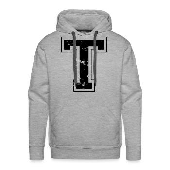 Initial Letter T - Men's Premium Hoodie - heather grey - Front - Liam (192cm)