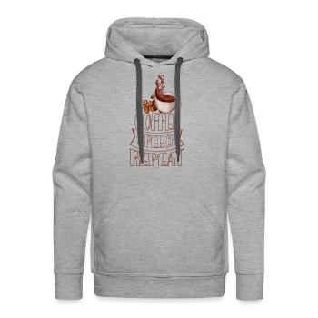 Coffee Speech Repeat - Men's Premium Hoodie - heather grey - Front - Liam (192cm)