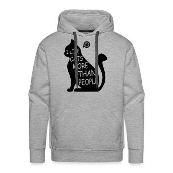 I Like Cats More Than People - Men's Premium Hoodie - heather grey - Front - Liam (192cm)