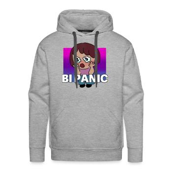 BI PANIC - Men's Premium Hoodie - heather grey - Front - Liam (192cm)