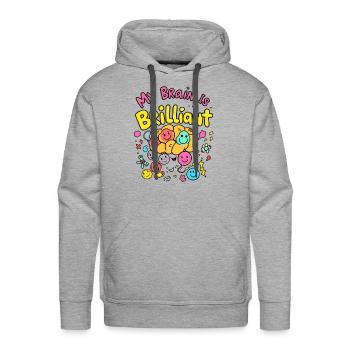 My Brain is Brilliant – Positive Mind Design - Men's Premium Hoodie - heather grey - Front - Liam (192cm)