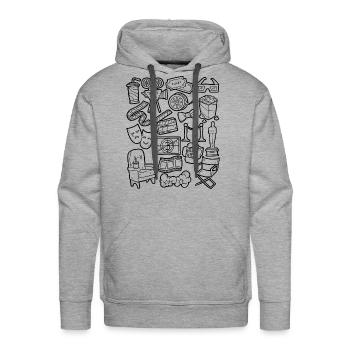 Cinema Doodles Movies Screen Popcorn - Men's Premium Hoodie - heather grey - Front - Liam (192cm)