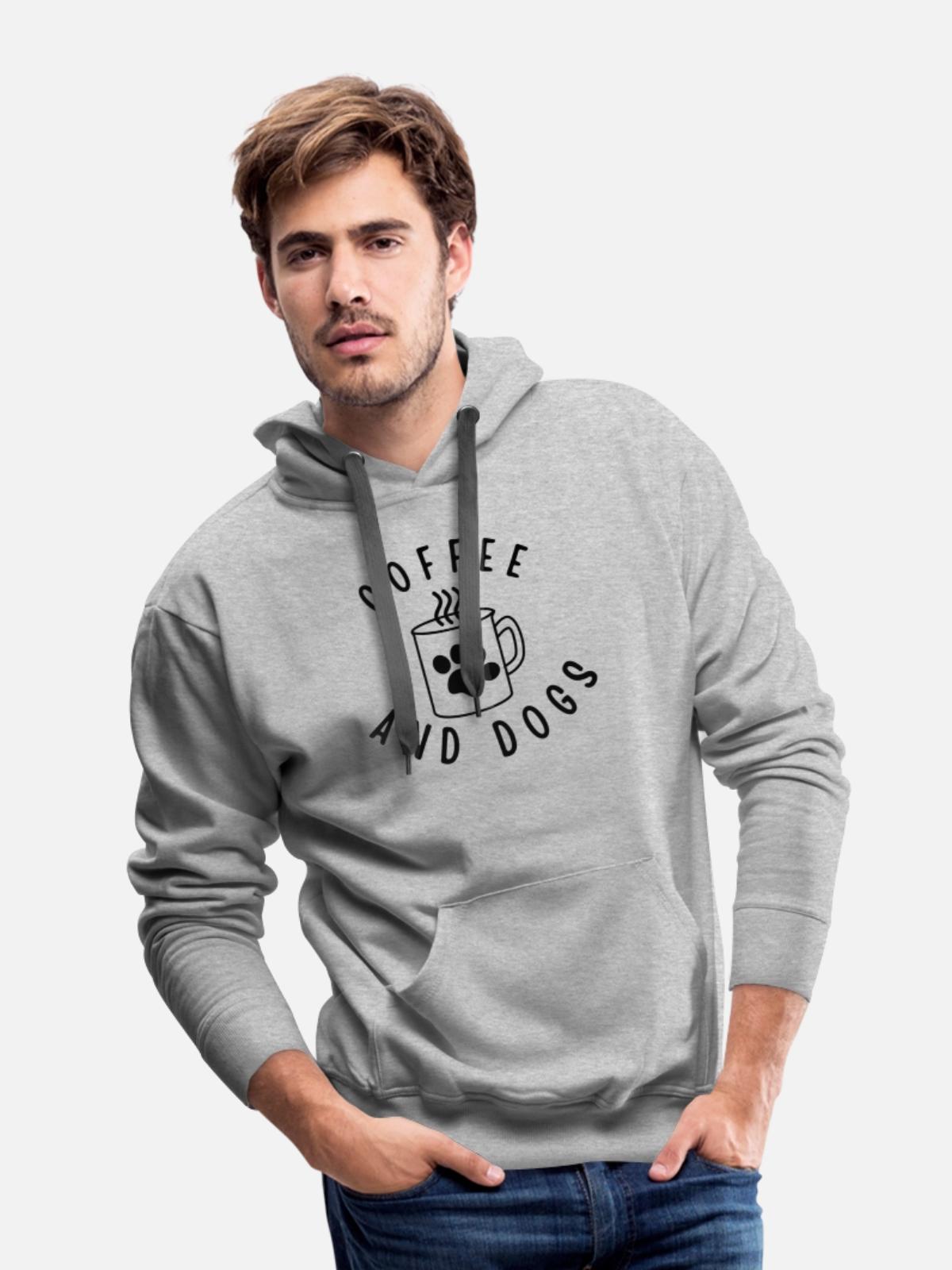 COFFEE AND DOGS - Men's Premium Hoodie - heather grey - Front - Liam (192cm)