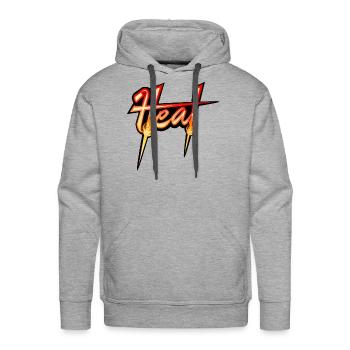 HEAT VINYL | OVERHEAT - Men's Premium Hoodie - heather grey - Front - Liam (192cm)