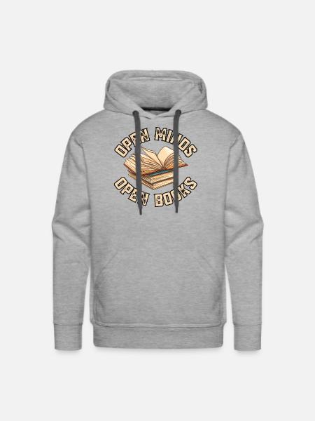 Open Minds Open Books - Men's Premium Hoodie - heather grey