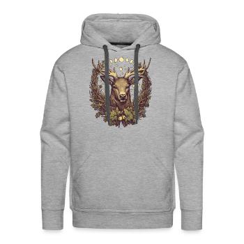 CERNUNNOS STAG - Men's Premium Hoodie - heather grey - Front - Liam (192cm)