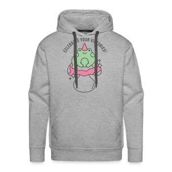 Celebrate Your Victories Froggy Mushroom - Men's Premium Hoodie - heather grey - Front - Liam (192cm)