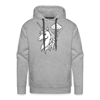 Brainstorm Unicorn - Men's Premium Hoodie - heather grey - Front - Liam (192cm)