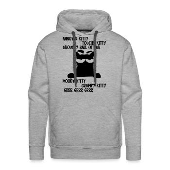 Grouchy Ball Of Fur Moody Kitty Grumpy Kitty Grrr - Men's Premium Hoodie - heather grey - Front - Liam (192cm)
