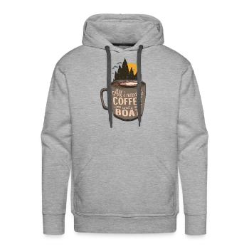 Coffee Motor Boat Cartoon Gift - Men's Premium Hoodie - heather grey - Front - Liam (192cm)
