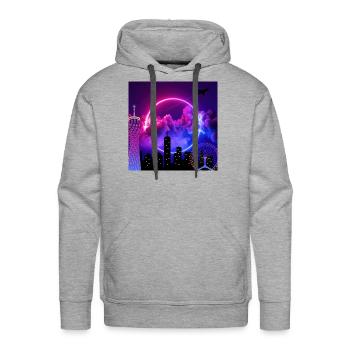 neon night - Men's Premium Hoodie - heather grey - Front - Liam (192cm)