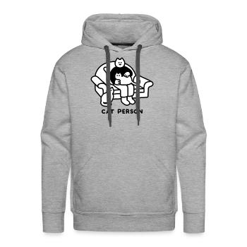 Cat Person - Men's Premium Hoodie - heather grey - Front - Liam (192cm)