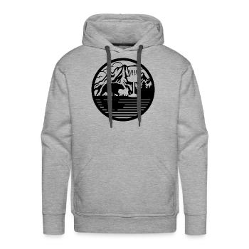 Bear Disc Golf Scene - Men's Premium Hoodie - heather grey - Front - Liam (192cm)