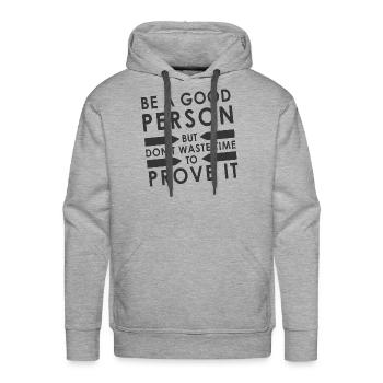 Good Person - Men's Premium Hoodie - heather grey - Front - Liam (192cm)