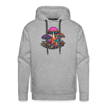 Colorful Group of Mushrooms - Men's Premium Hoodie - heather grey - Front - Liam (192cm)