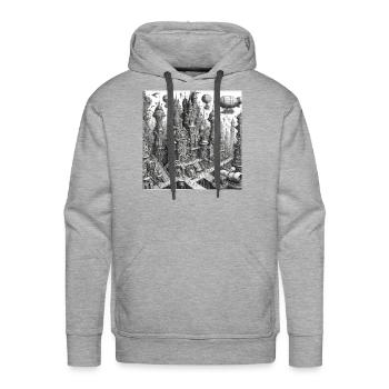 Imaginative Metropolis: Whimsical Cityscape - Men's Premium Hoodie - heather grey - Front - Liam (192cm)