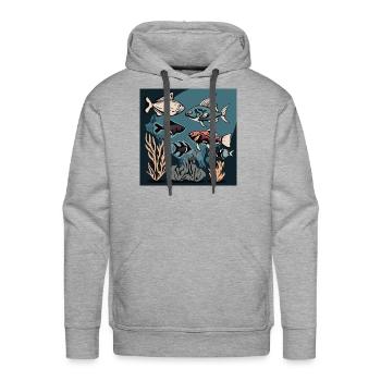 AquaSerenity Fish Scene - Men's Premium Hoodie - heather grey - Front - Liam (192cm)