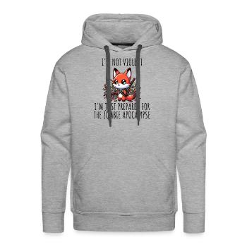 Zombie Apocalypse Fox - Men's Premium Hoodie - heather grey - Front - Liam (192cm)