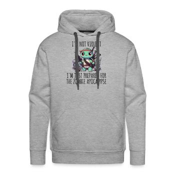 Zombie Apocalypse Turtle - Men's Premium Hoodie - heather grey - Front - Liam (192cm)