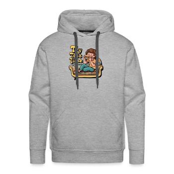 try this time - Men's Premium Hoodie - heather grey - Front - Liam (192cm)