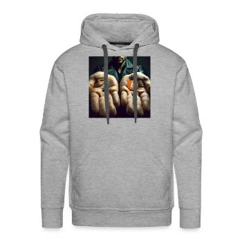 Bitcoin BTC Cryptocurrency Orange Pill Blue Pill - Men's Premium Hoodie - heather grey - Front - Liam (192cm)