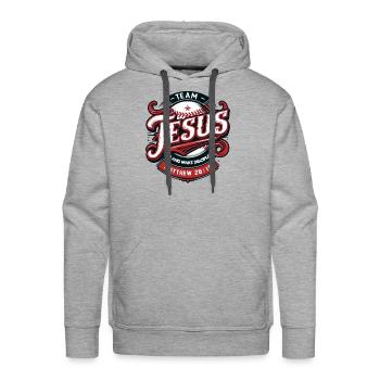 Team Jesus Red White and Blue - Men's Premium Hoodie - heather grey - Front - Liam (192cm)