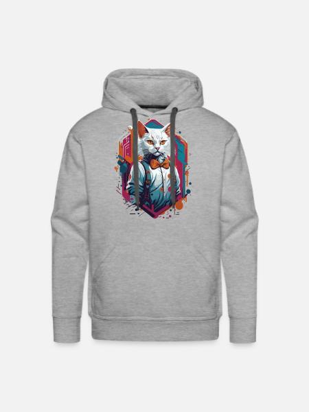 astronaut cat - Men's Premium Hoodie - heather grey