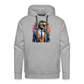 Dinosaur in suit - Men's Premium Hoodie - heather grey - Front - Liam (192cm)