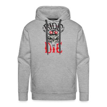RIDE or DIE - Men's Premium Hoodie - heather grey - Front - Liam (192cm)